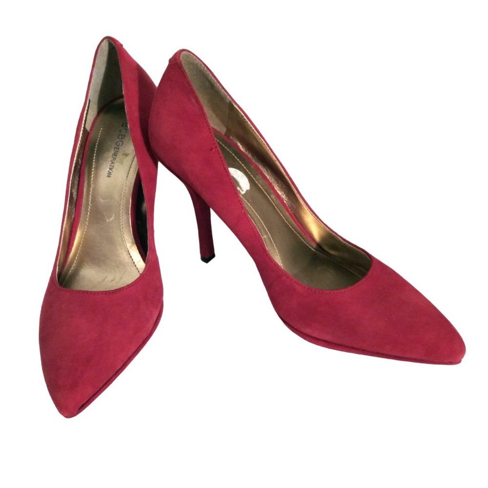 Red Suede Pointed Toe Shoes Size 9B, BCBGeneration Red Stiletto Vintage Pumps